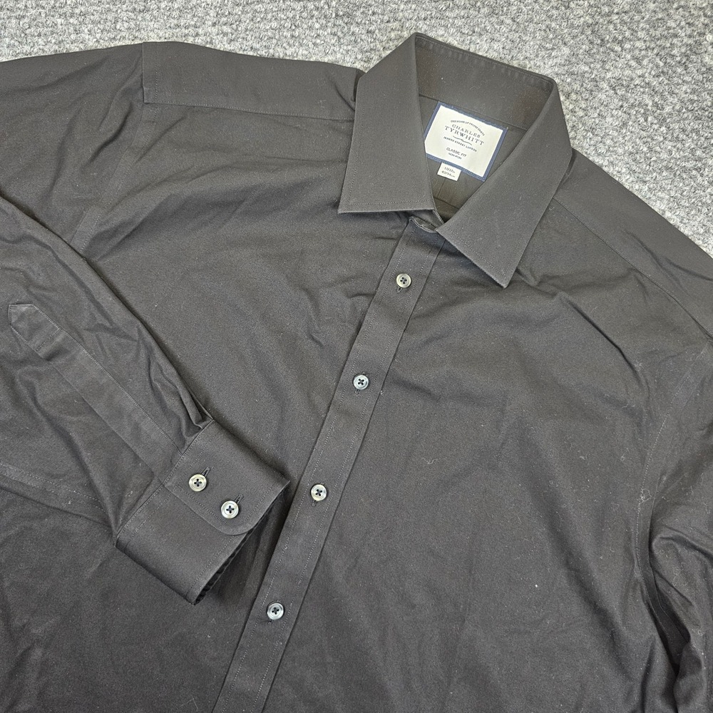 Charles Tyrwhitt Classic Fit Non-Iron Dress Shirt Black 17/37in 43/94cm Cotton